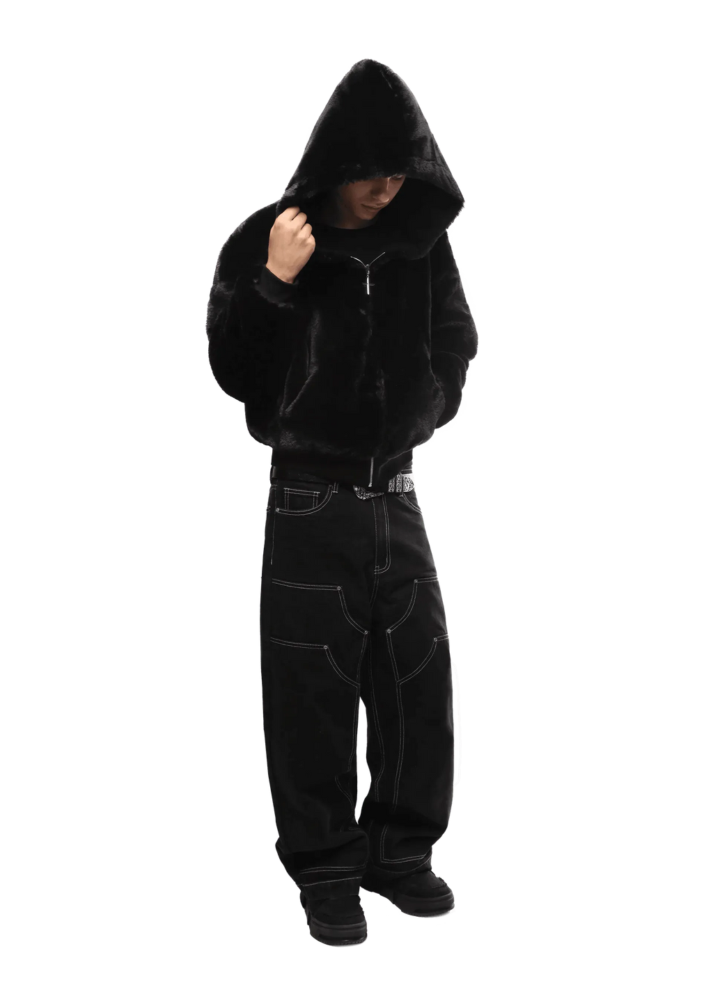 FUR/BLACK 2-SIDED ZIPPER