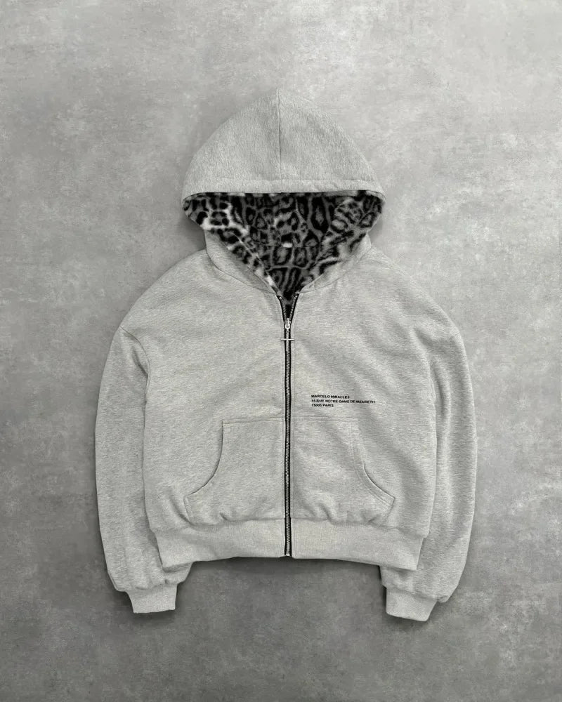 GREY/LEOPARD 2-SIDED ZIPPER