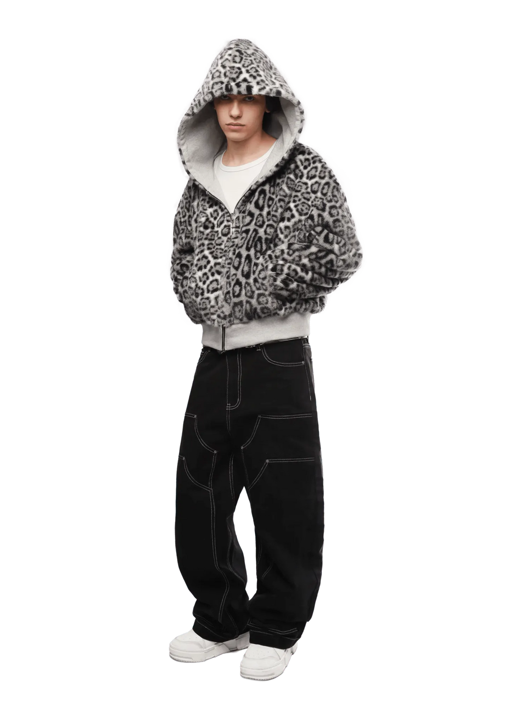 GREY/LEOPARD 2-SIDED ZIPPER