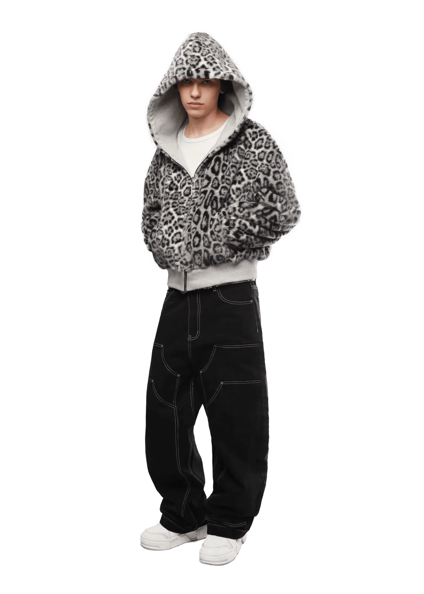 GREY/LEOPARD 2-SIDED ZIPPER