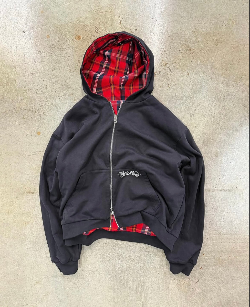 BLACK/RED 2-SIDED ZIPPER