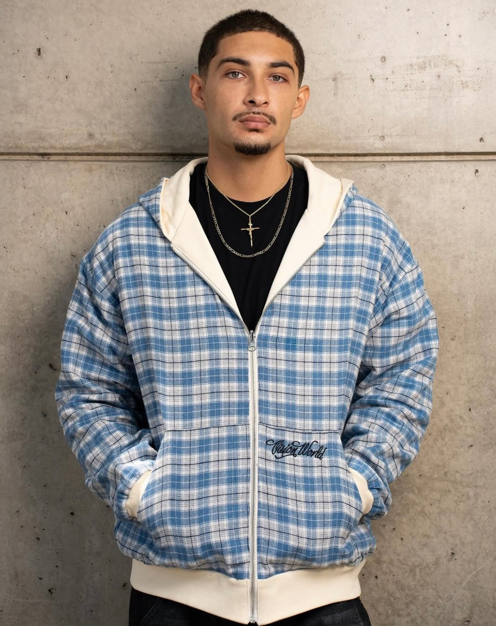 CREAM/BLUE 2-SIDED ZIPPER